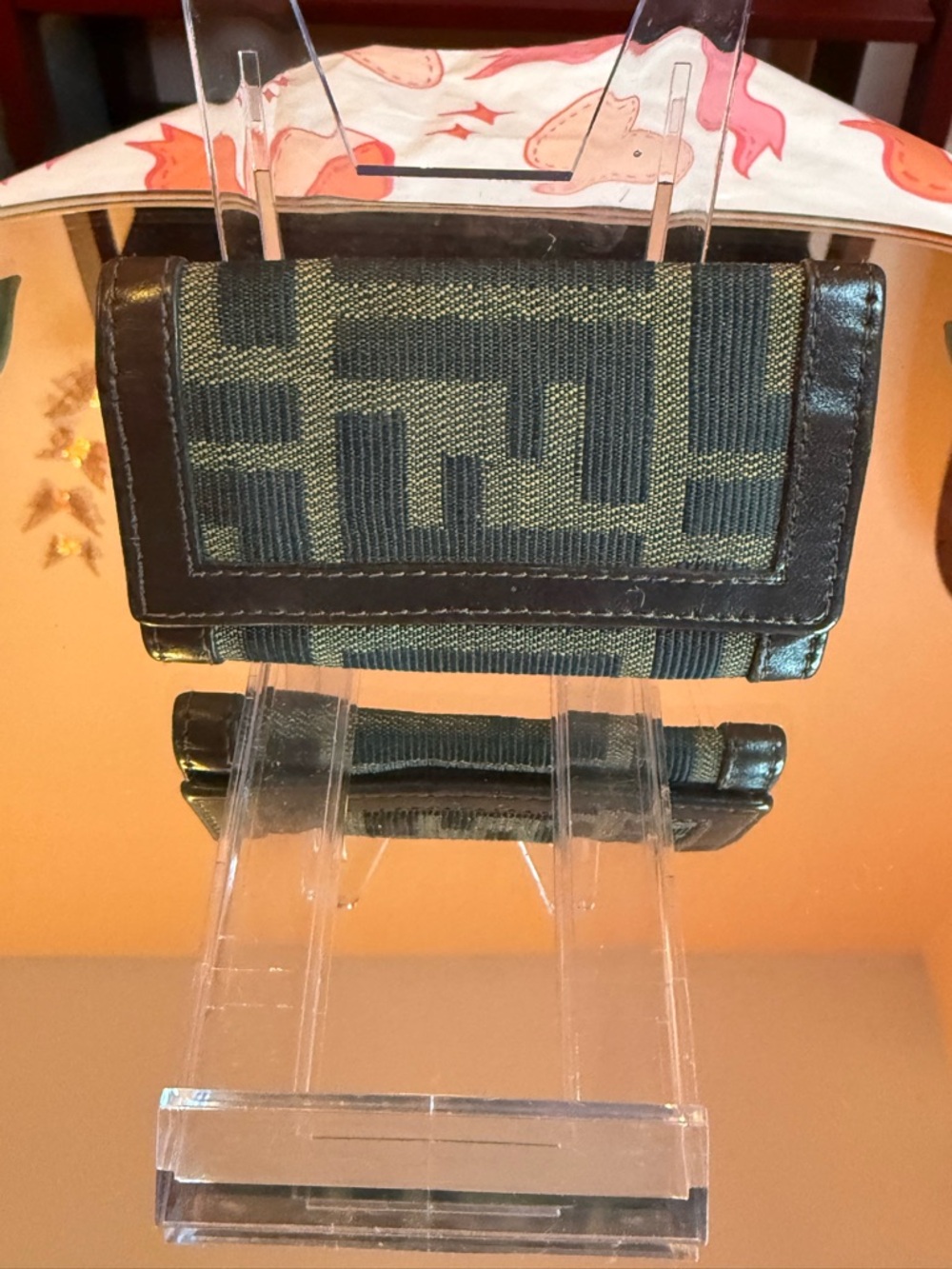 Fendi Black Leather Key Holder with Silver Hardware